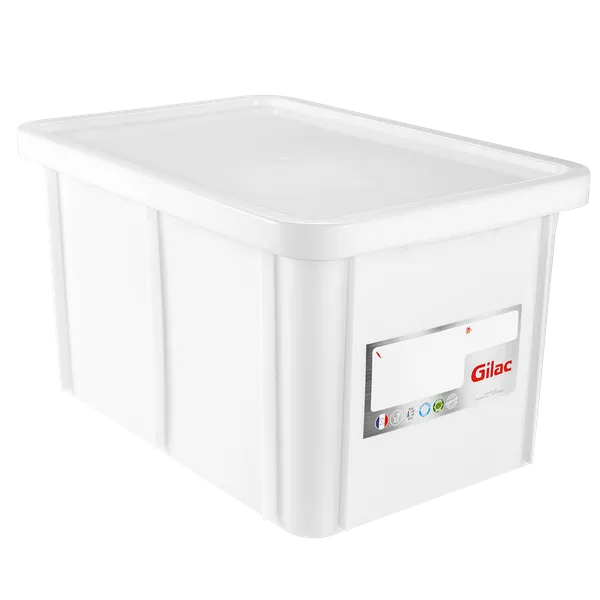 Plastkasse 55L med tett lokk Hvit