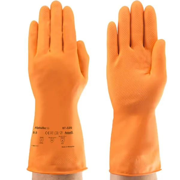 Hanske til mathåndtering oransje
