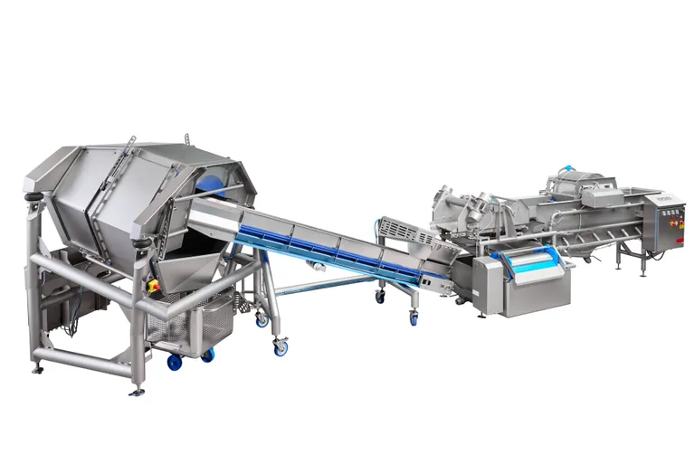 Horisontalt tørkesystem for salatprodukter m.m