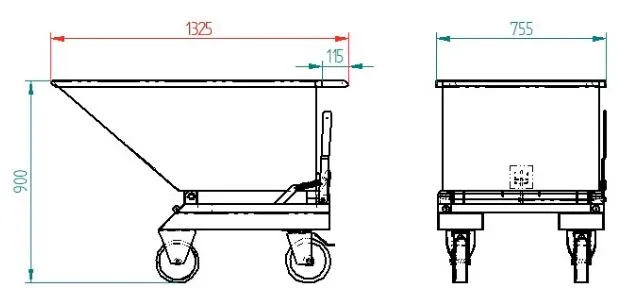 Tippcontainer rustfri, kapasitet 450L