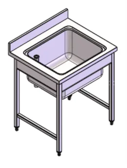 Oppvaskbenk med kum, 800x700mm