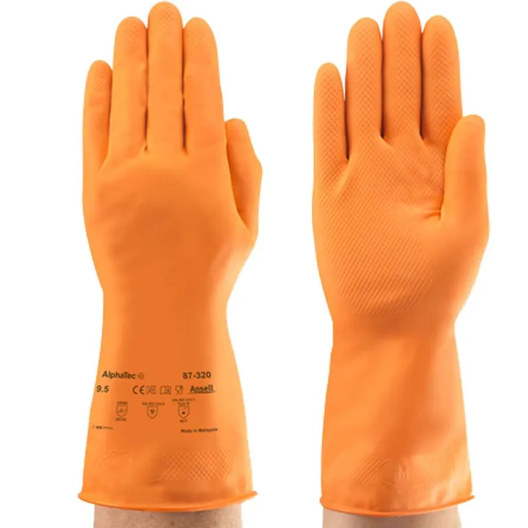 Hanske til mathåndtering oransje