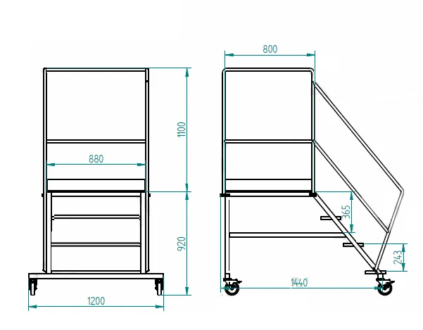 Plattform 3-trinn mobil, syrefast 316L